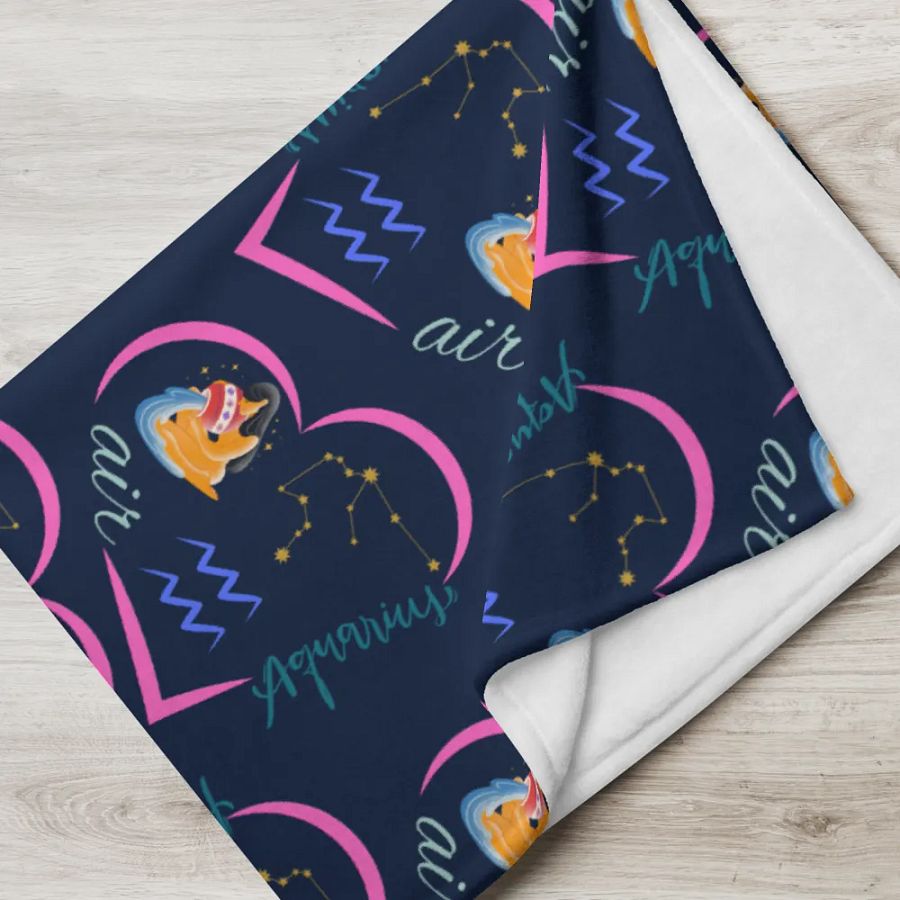 Zodiac Astrology Sun Sign Aquarius, Great Valentines Gift, Get Well, Off to School or Under the Stars Solar System Blanket product image (5)