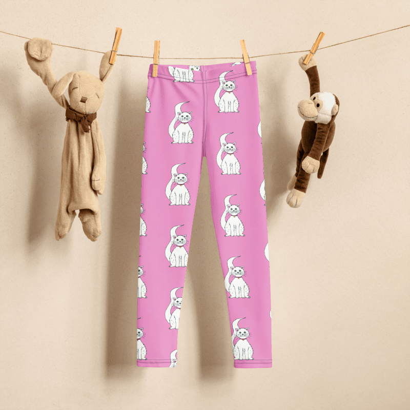 White Cat (art by Dina R.) acrylic painting picture - Kids Leggings product image (5)