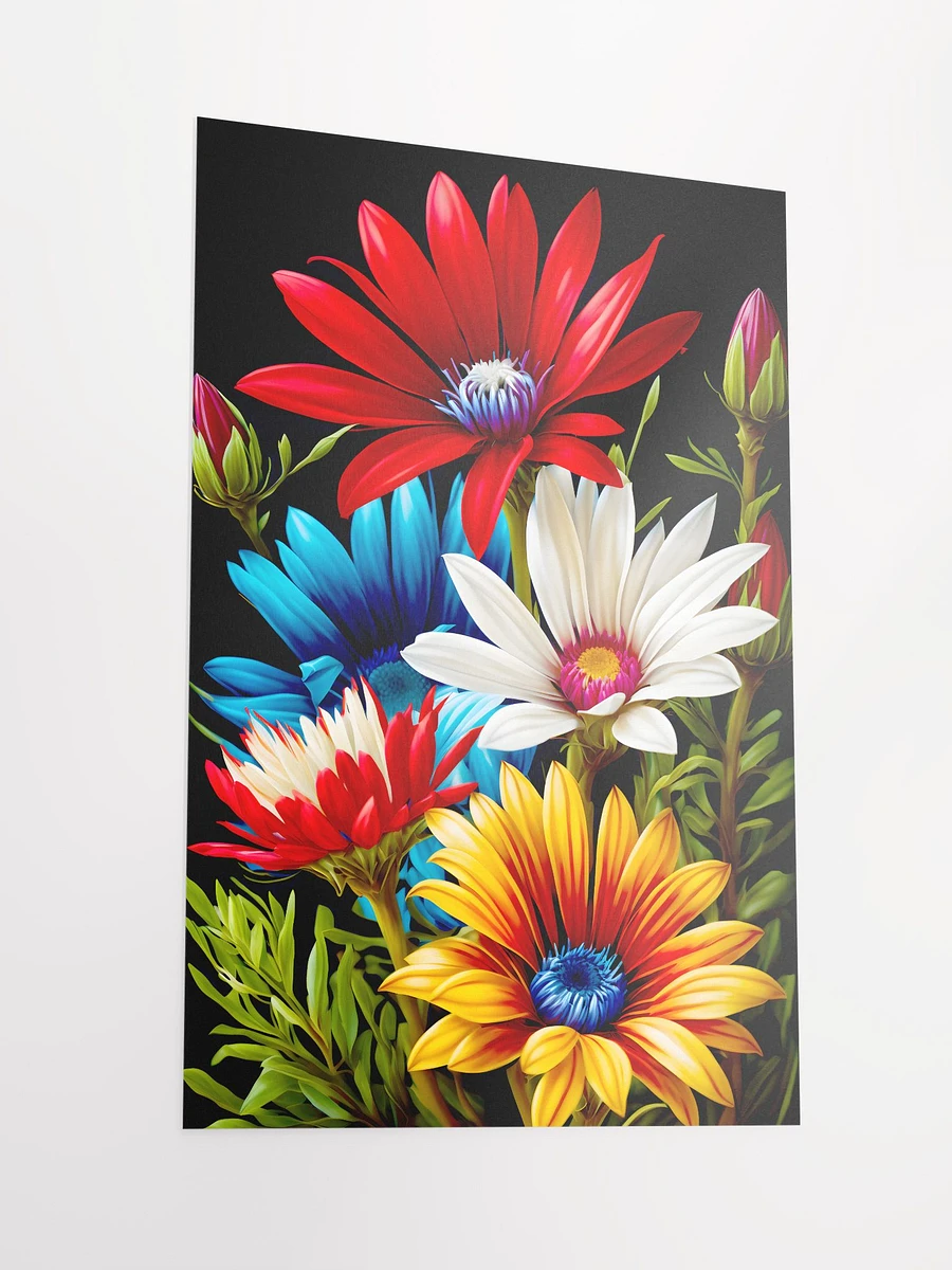 Gazania Flowers in Shades of Red Blue White Yellow Garden Flowers Matte Poster product image (4)