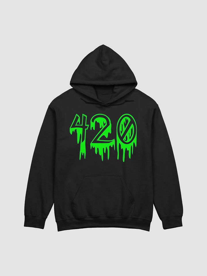 Dripping Green Happy 420 Horror Black Hoodie, Creepy Cannabis Stoner Clothing product image (1)