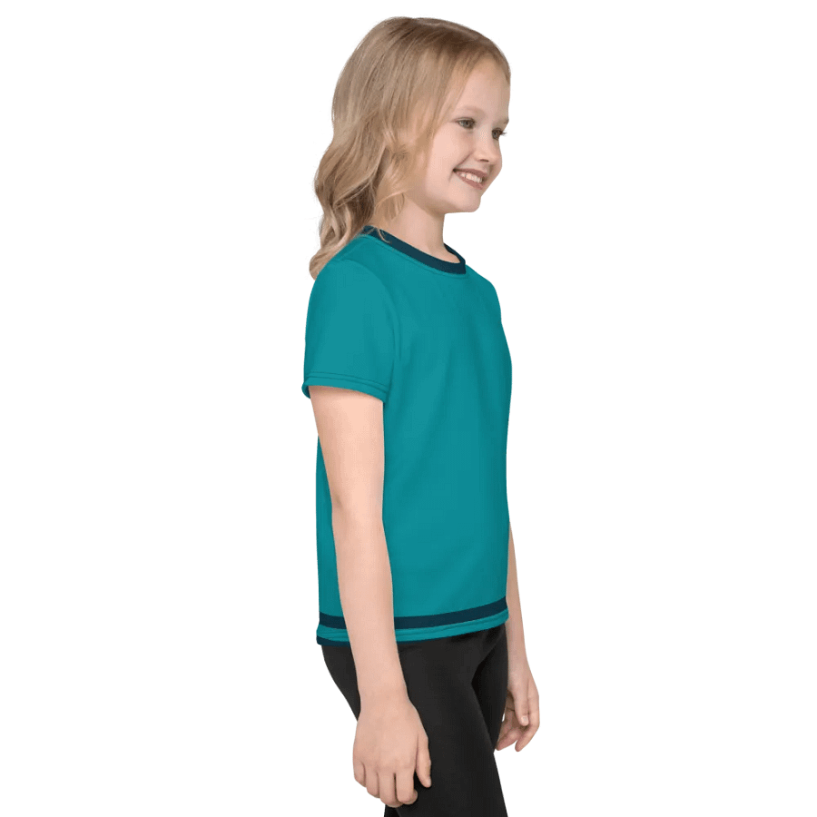 Kids' Teal Striped Edge T-Shirt product image (5)