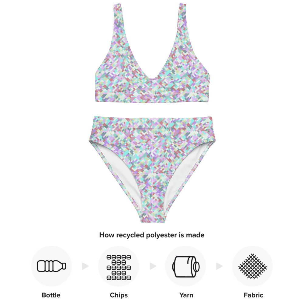 Colorful Mosaic Pattern Design High Waisted Bikini - v6 product image (4)