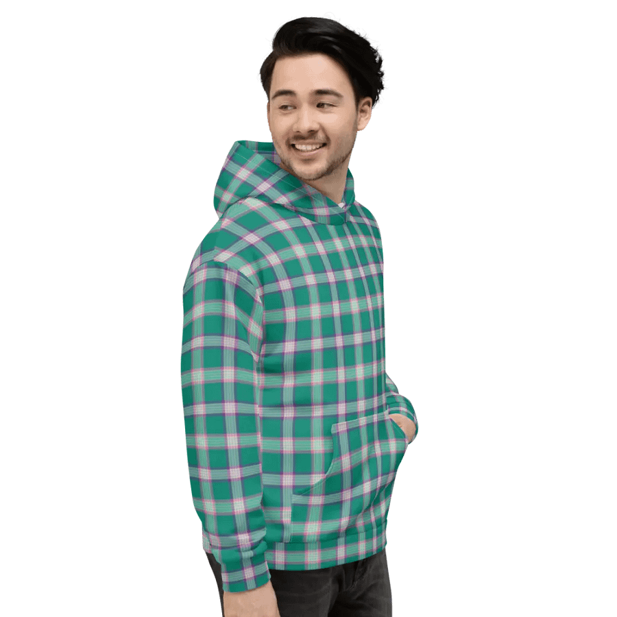 Emerald Green and Purple Plaid Hoodie product image (5)