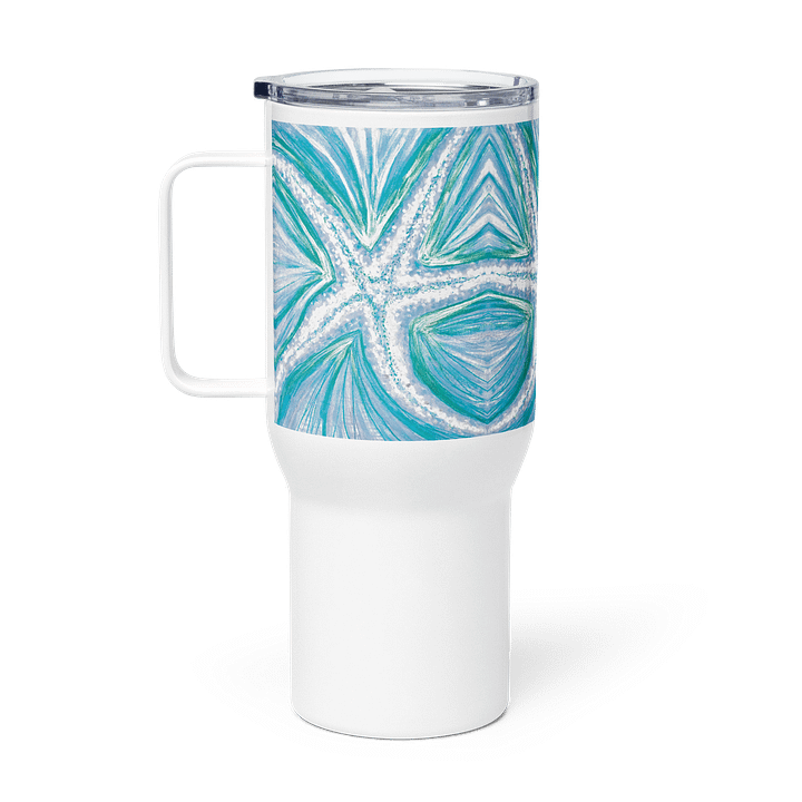 Bright Cyan Starfish | 25oz/40oz Travel Mug | 🌊☕ | Allcolor 267 Stainless Steel Mug with Handle | Insulated, Spill-Proof | by MONIQUE FAELLA DESIGNS™ product image (1)