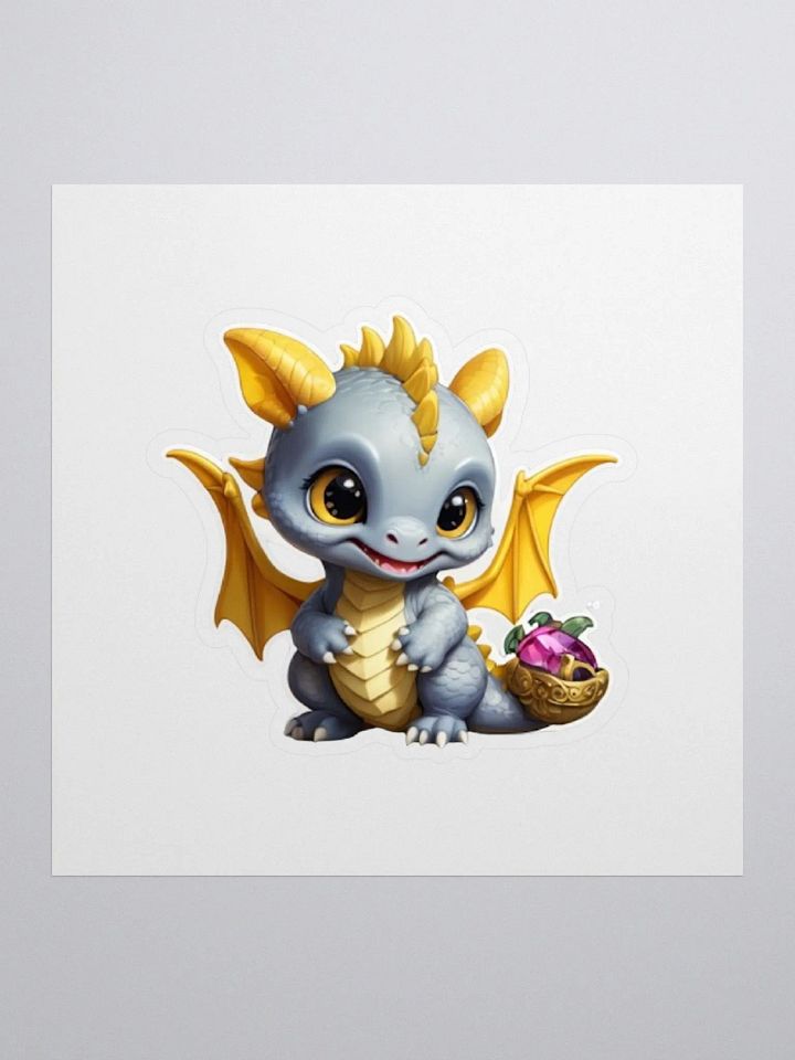 Cute Gray and Yellow Baby Dragon Sticker product image (1)
