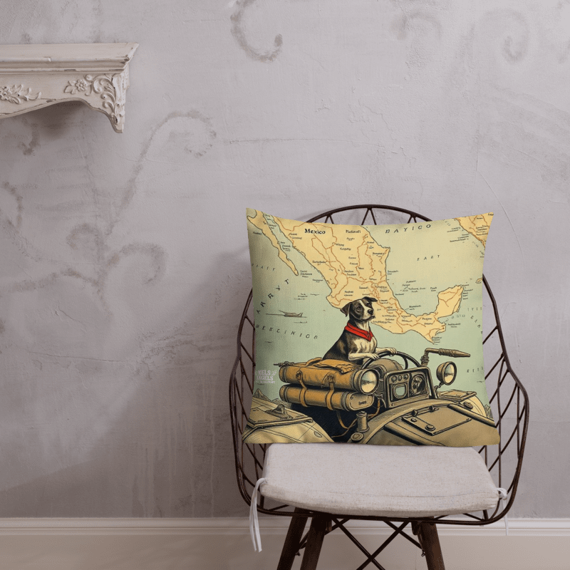 Rebel Co-Pilot Mexico Map Throw Pillow | Retro Dog Travel Decor | Square & Lumbar Cushion product image (8)