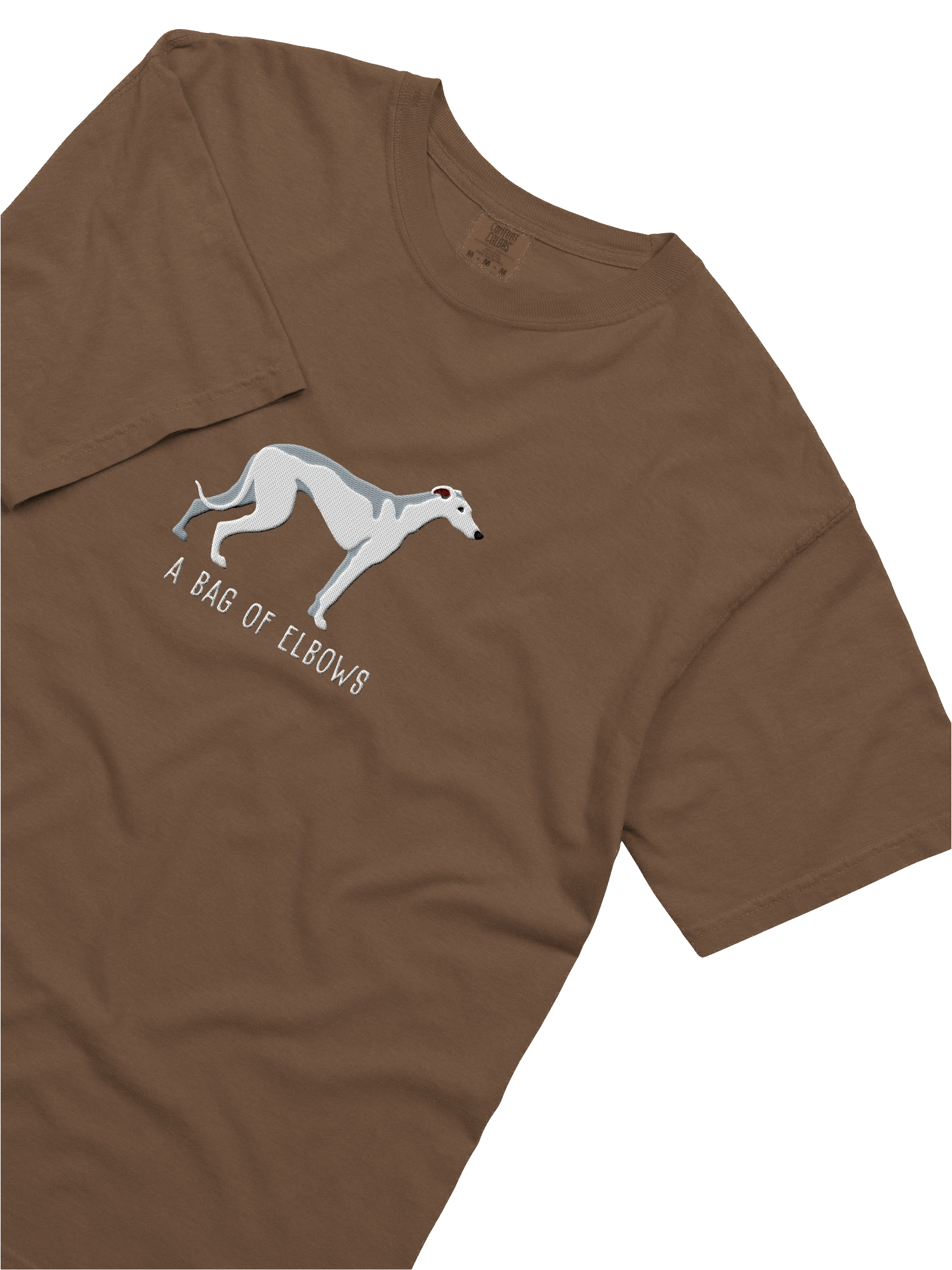 A Bag of Elbows T-Shirt(Embroidered) of a Greyhound(White) product image (15)