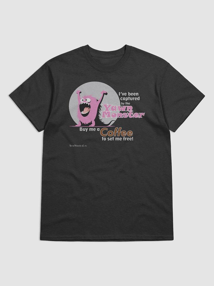 Pink Yawn Monster Buy Me a Coffee dark t-shirt product image (1)