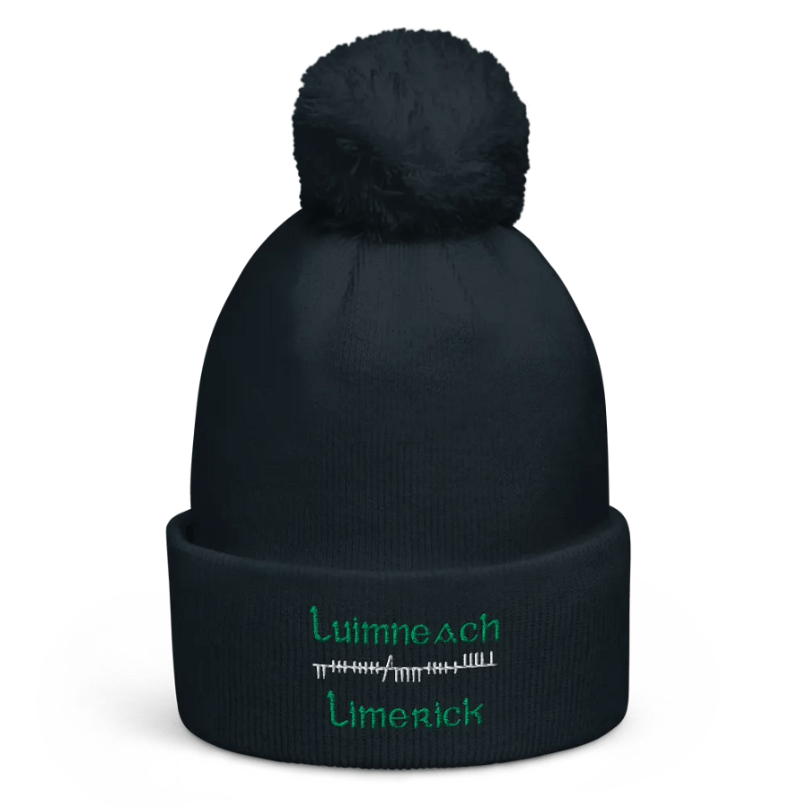 Limerick/Luimneach Orthodox style Ogham embroidered Pom-Pom Beanie product image (1)