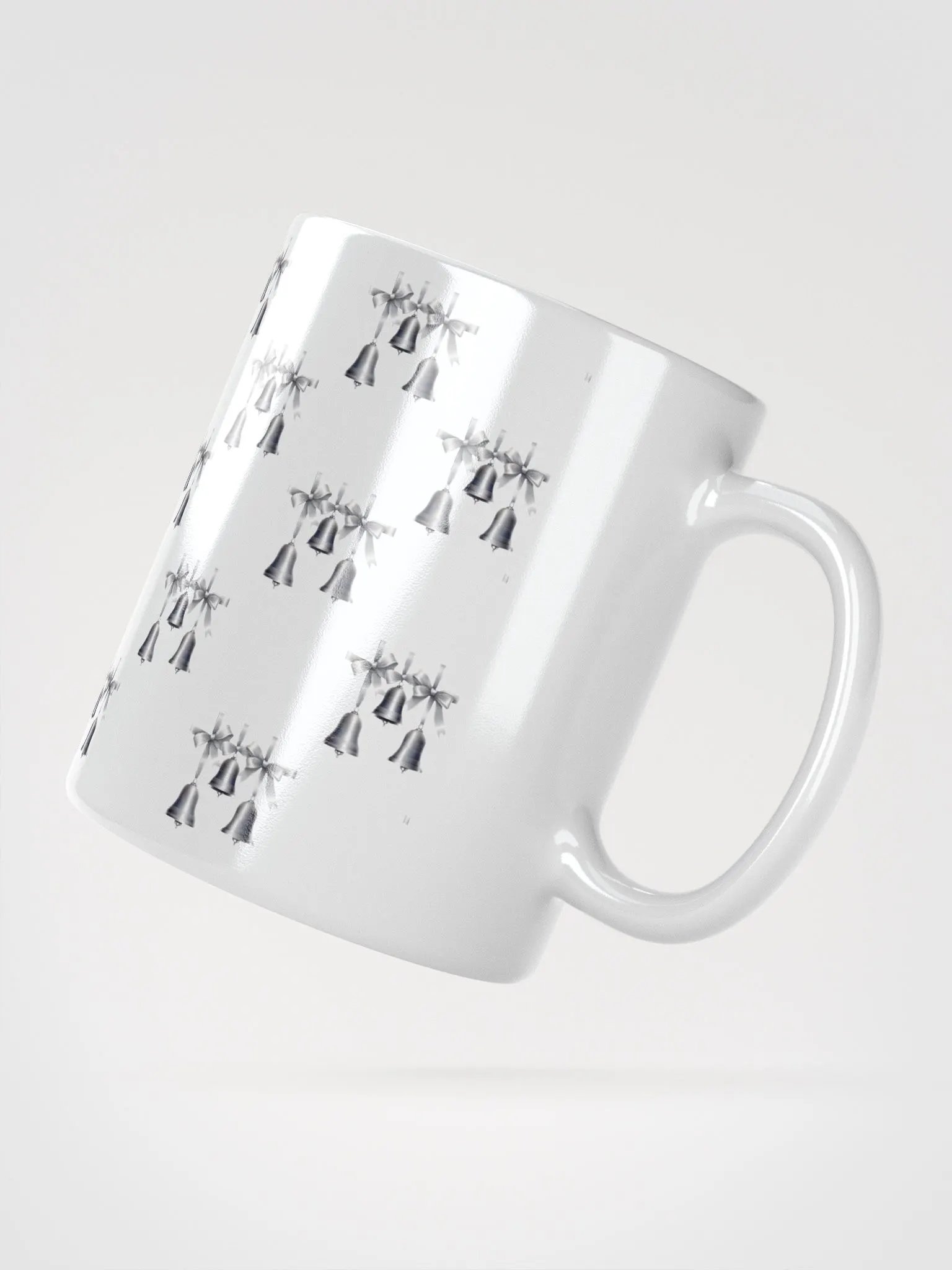 Silver Sleigh Bells Pattern Design White Mug product image (5)
