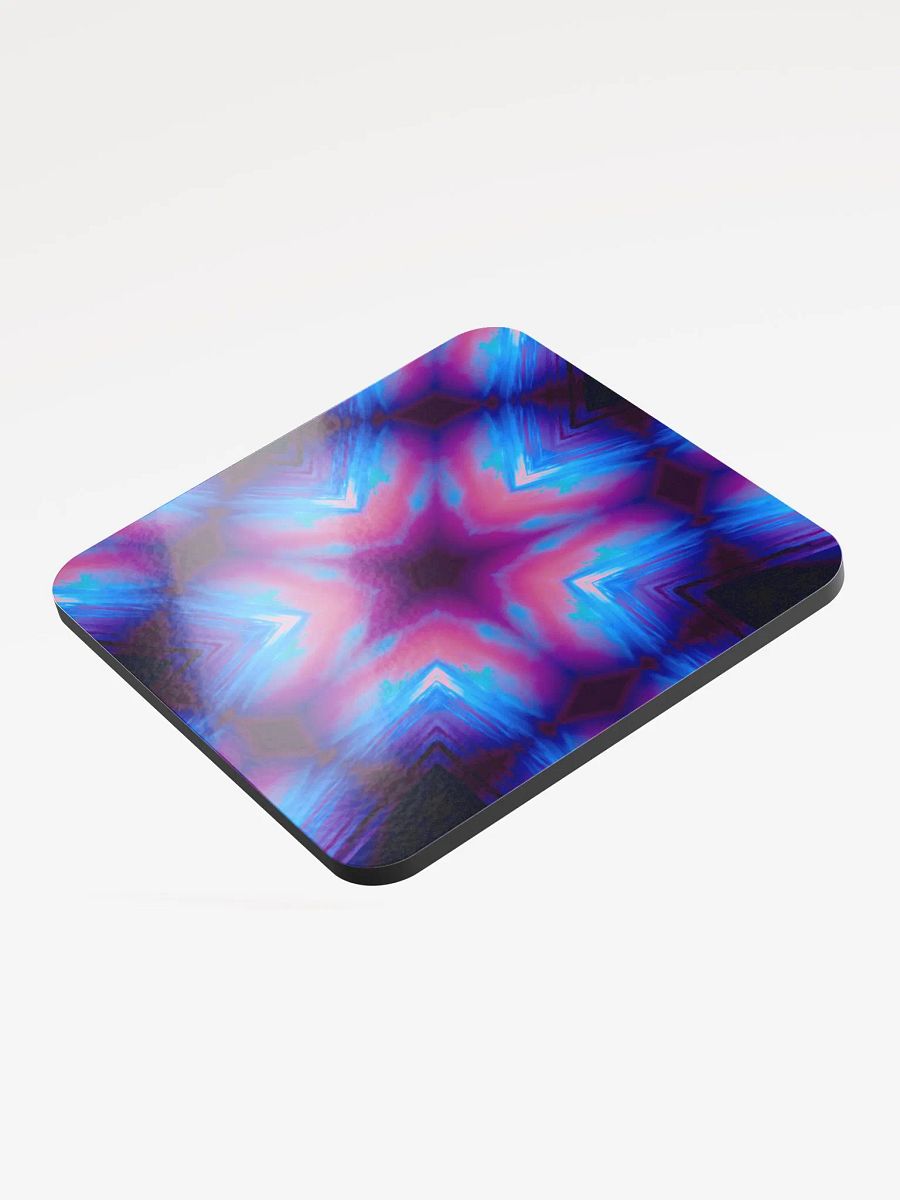 Sea Star Kaleidoscope Art Coastal Coaster, Pink Blue Cotton Candy Color Cork-Back Coaster product image (4)