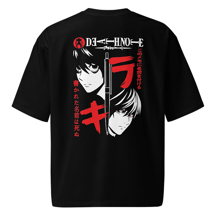 Death Note Anime L Symbol & Light Yagami Graphic Oversized Tee product image (1)