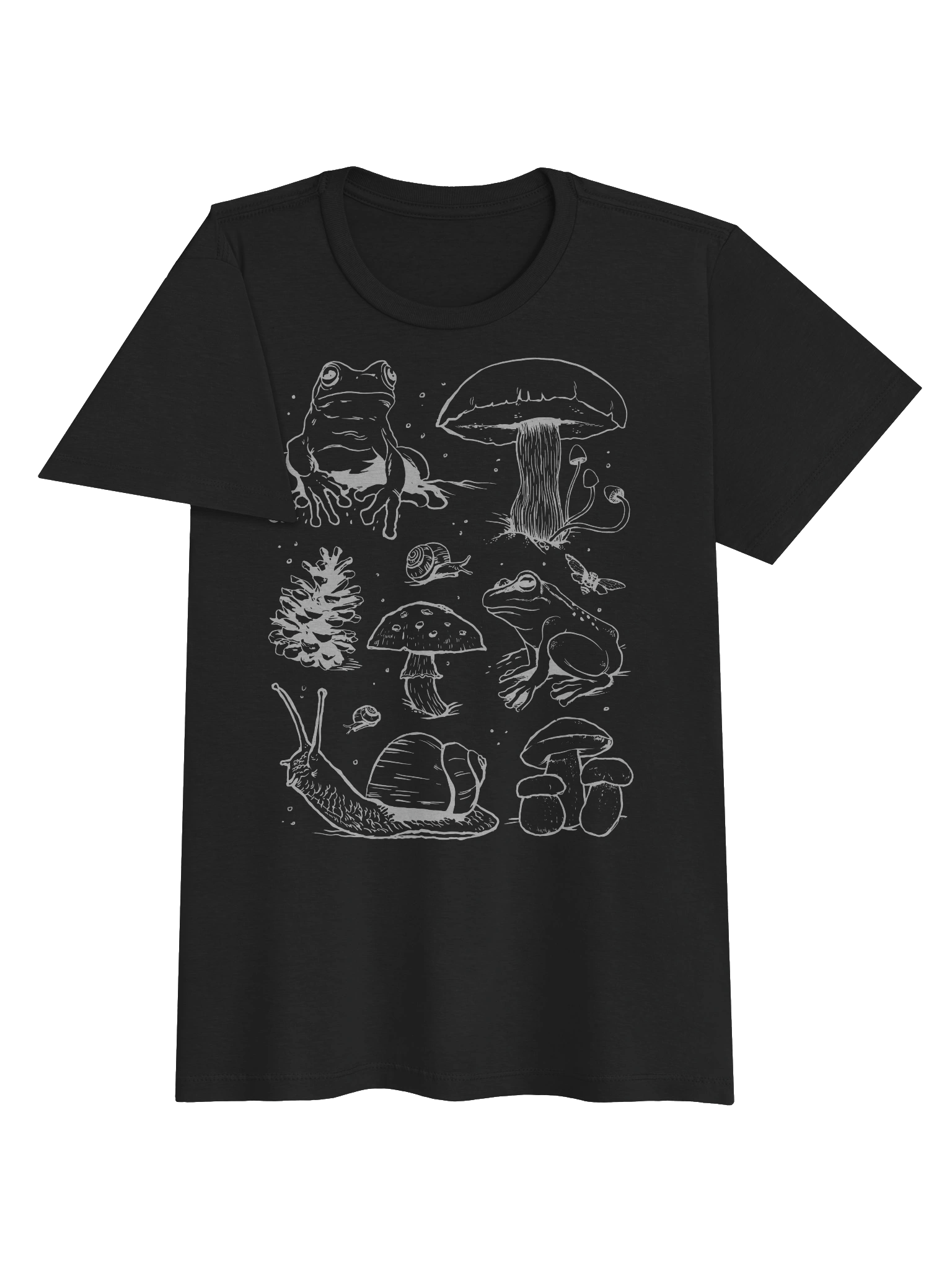 Cotterage Whimsical Mushroom and Snail Sketch Women's Tee product image (11)
