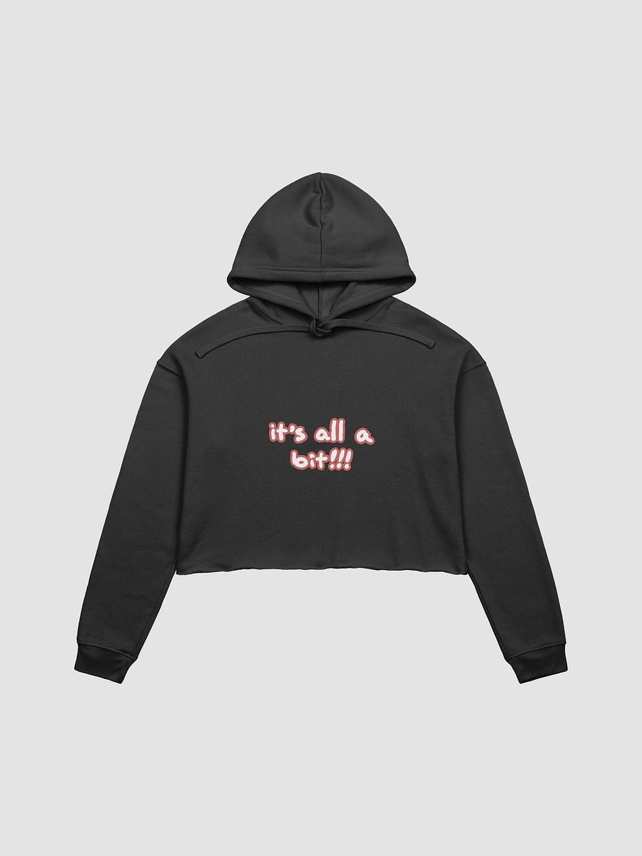 “It’s all a bit!!!” (lined design, #CB5F5F) fleece cropped hoodie product image (6)