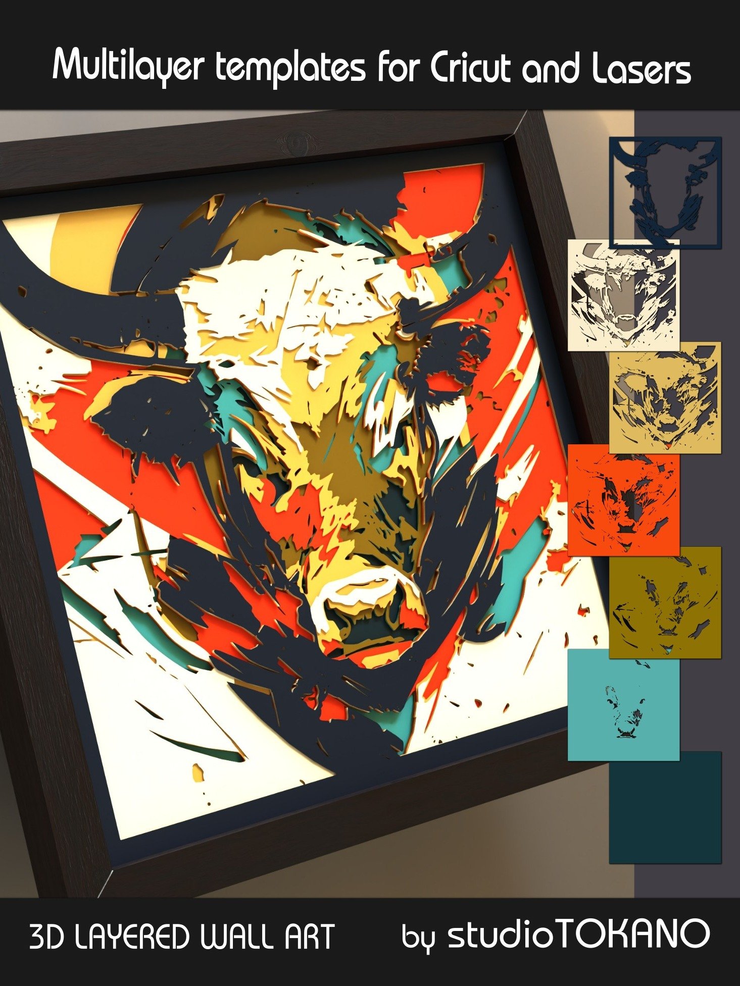 Bull 3D Layered SVG product image (7)