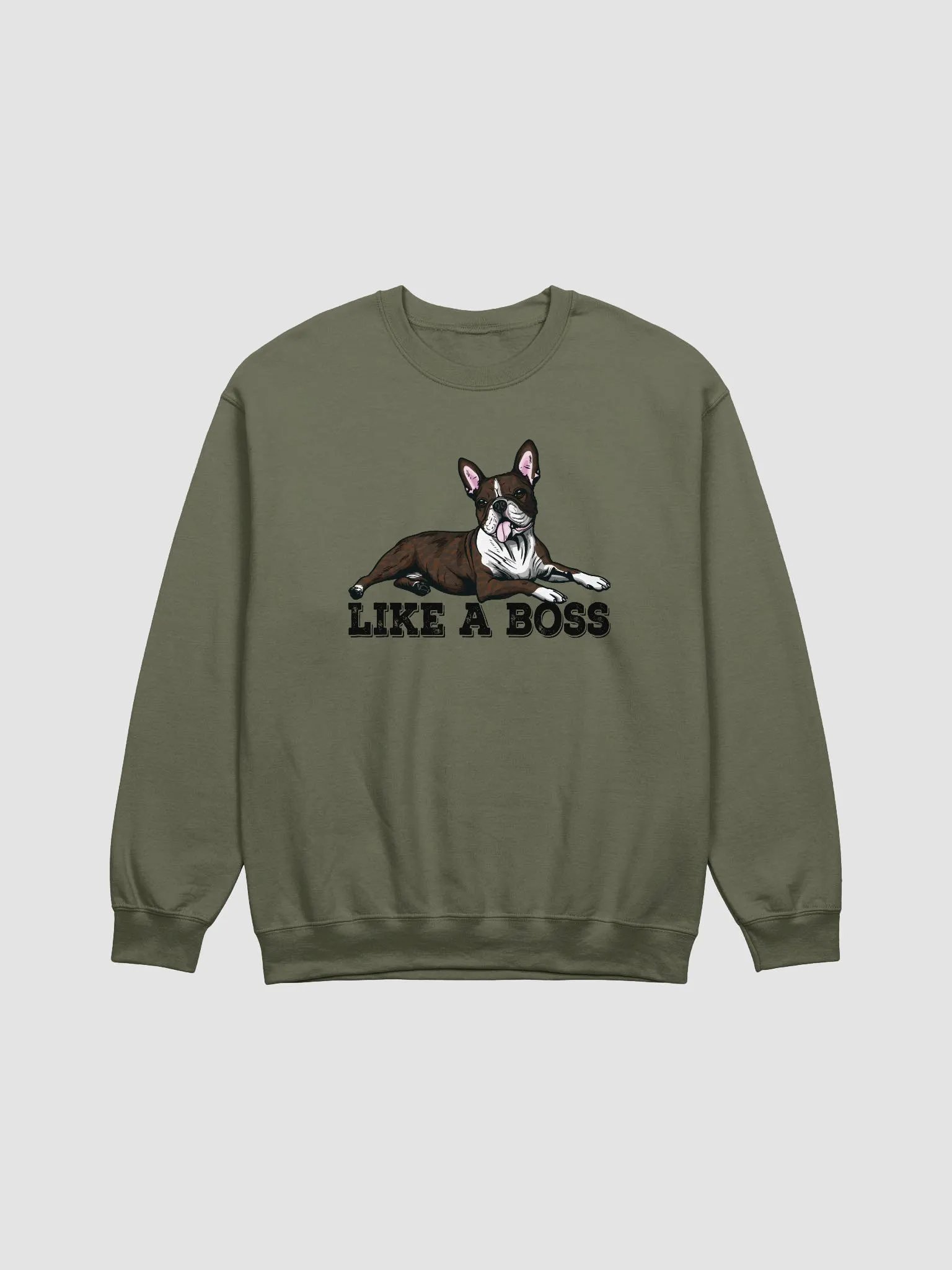 Like a Boss Sweatshirt of a Boston Terrier(Brindle) | Funny Shirt for Bostie Paw-rents product image (15)