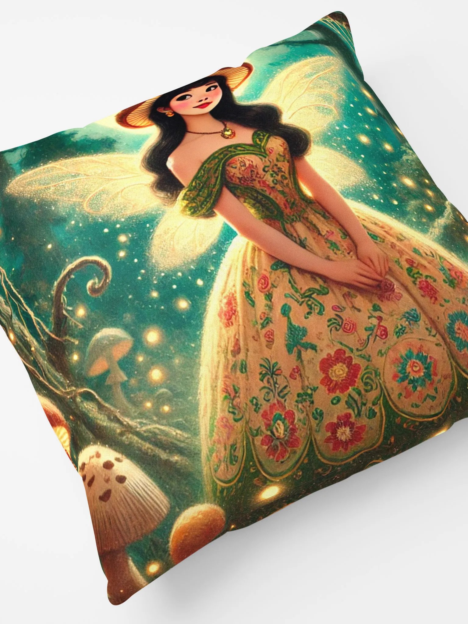 Mushroom Fairy in Enchanted Forest Pillow product image (5)