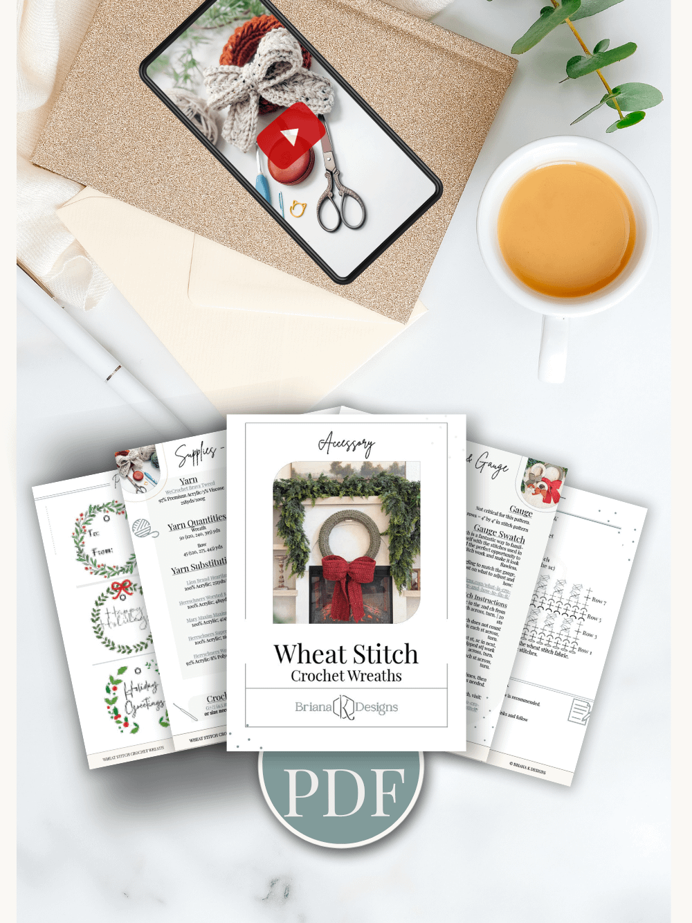 Wheat Stitch™ Wreaths Crochet Pattern product image (2)