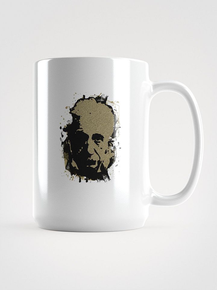 Albert Einstein mug. Black and gold sand art. product image (1)