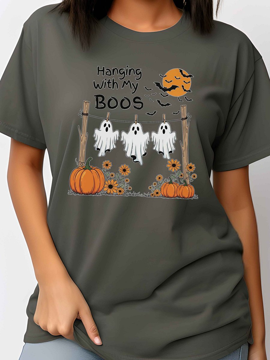 Hanging with My Boos PNG, Cute Halloween Ghosts Sublimation Design, Fall Digital Download, Funny Ghost Shirt Clipart, 300 DPI PNG File product image (3)