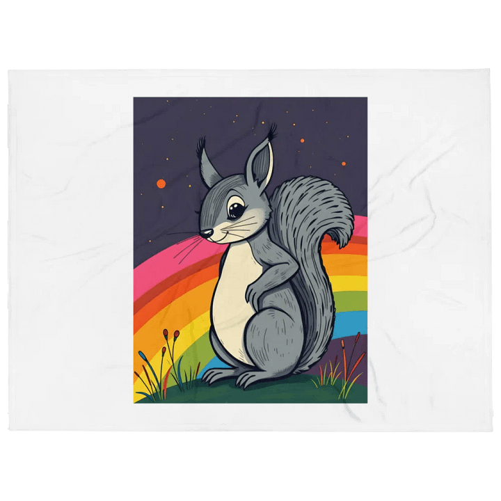 Whimsical Rainbow Squirrel Throw Blanket product image (1)