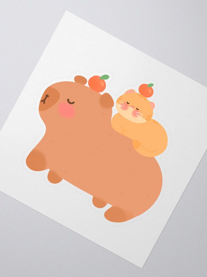 Capybara & Orange Cat Adventures Vinyl Sticker product image (2)