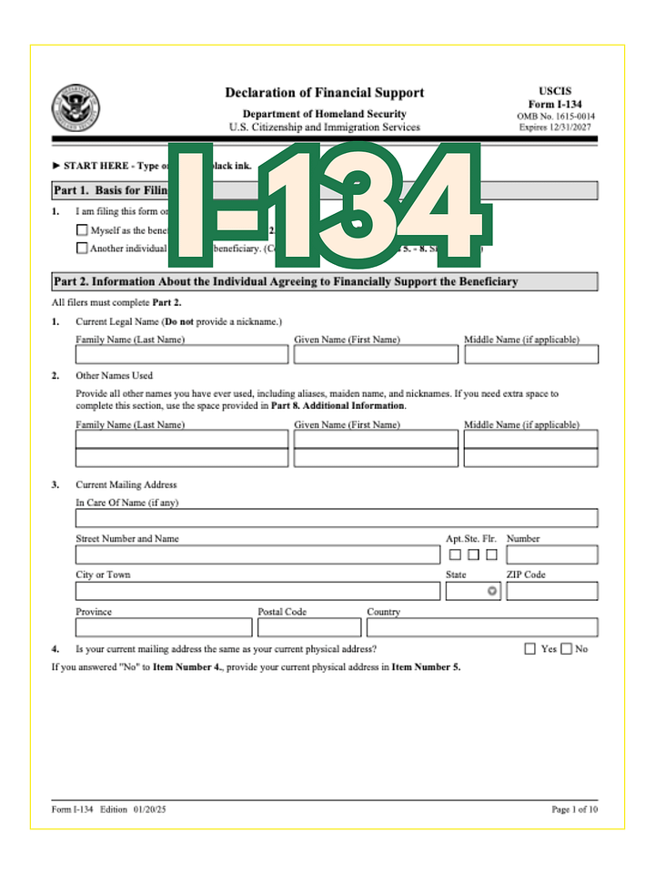 Fully Editable I-134 Form product image (1)