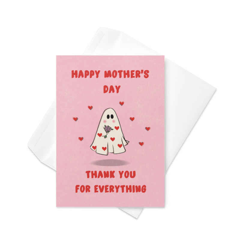 Cute Ghost With Flowers - Mother's Day Card product image (1)