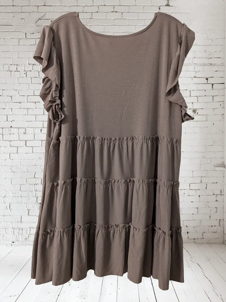 1X Beige Ruffle Mini-Sleeve Tunic/Dress product image (2)