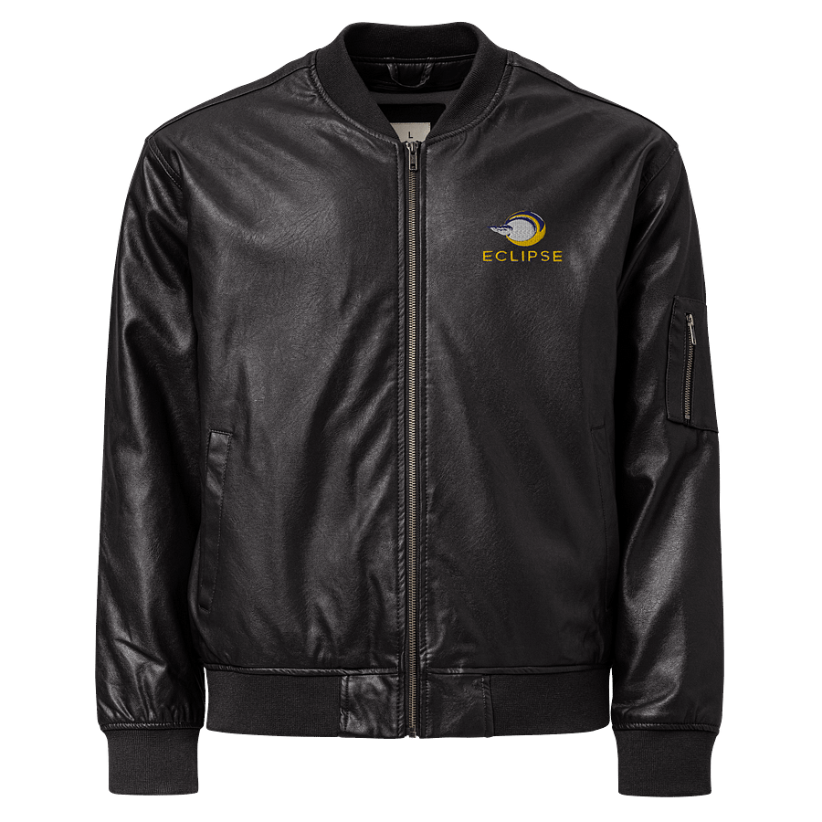 Eclipse Unisex Faux Leather Bomber Jacket - Black, Fiery Design, Heavyweight product image (1)