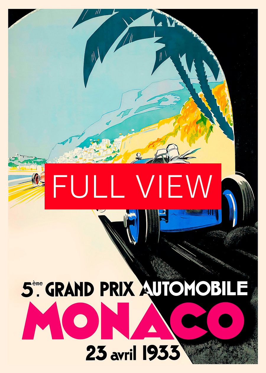 Monaco Vintage F1 Grand Prix, 1933 poster — Vintage Formula 1 poster, Monaco Grand Prix poster, retro travel poster product image (3)