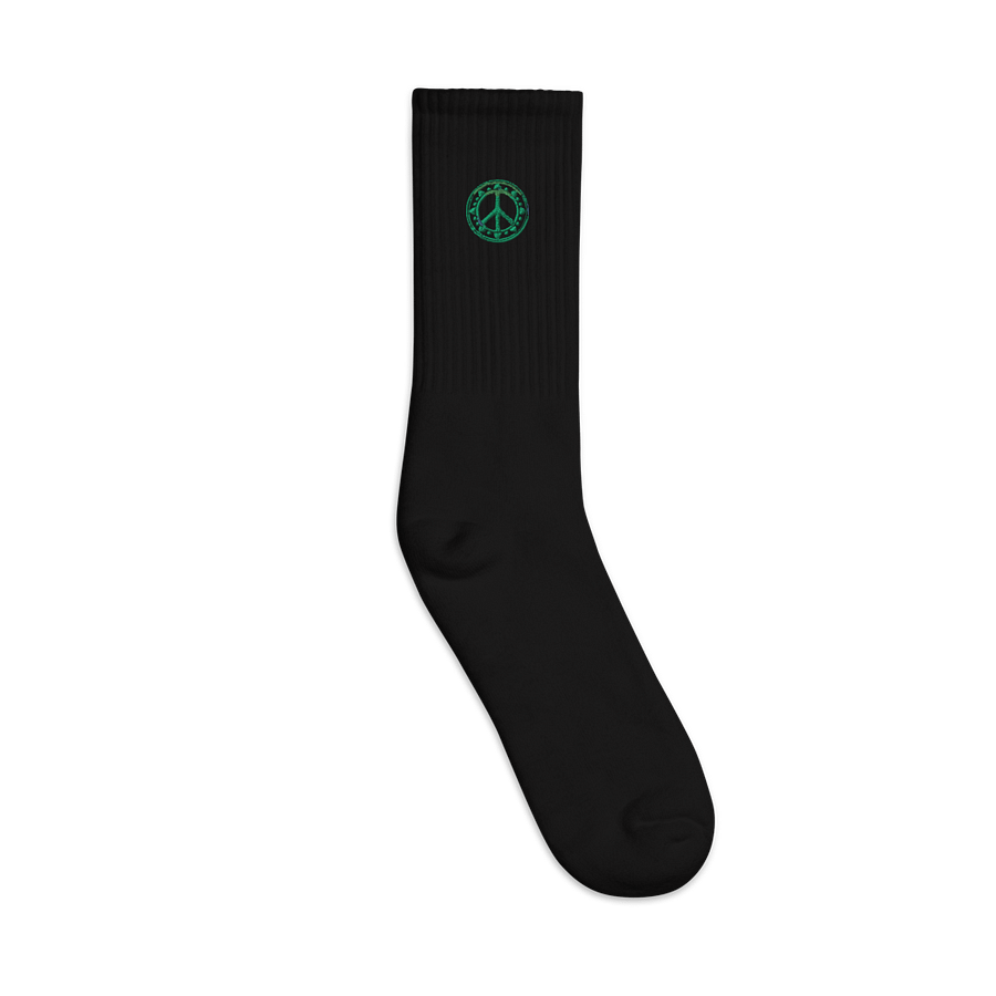 Sunburst Peace Symbol Embroidered Socks product image (2)