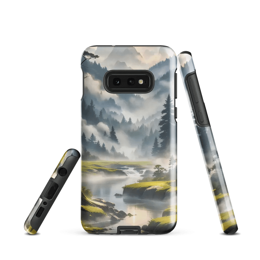 Misty Mountains Samsung Tough Case – Enchanting Forest River in Morning Fog product image (2)