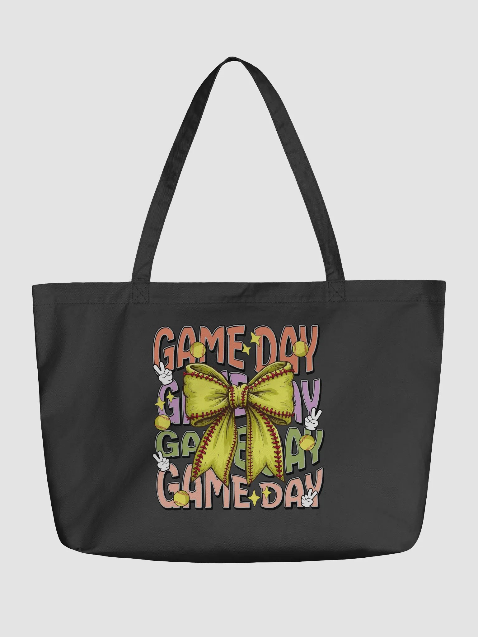 Game Day Bow Softball Fun Organic Tote product image (2)
