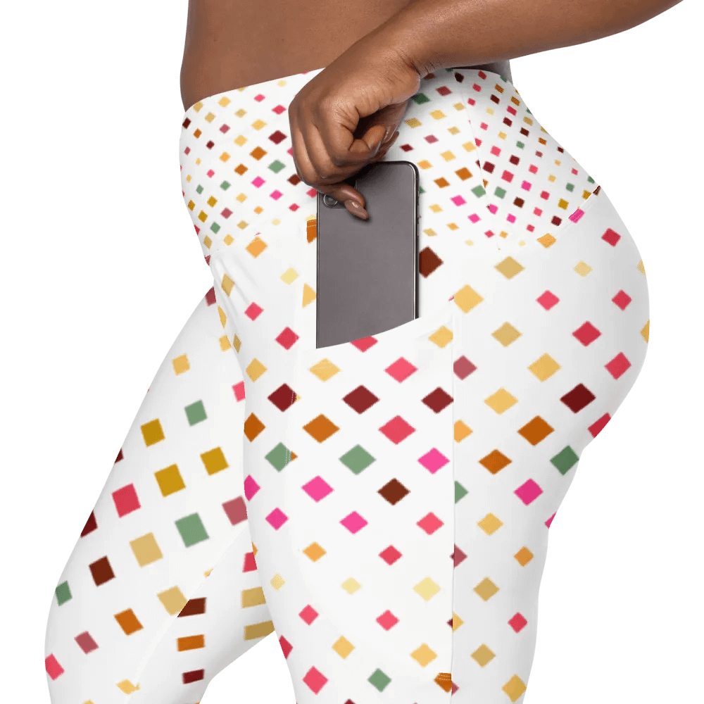 Colorful Square Pattern Design Leggings with Pocket - v7 product image (12)