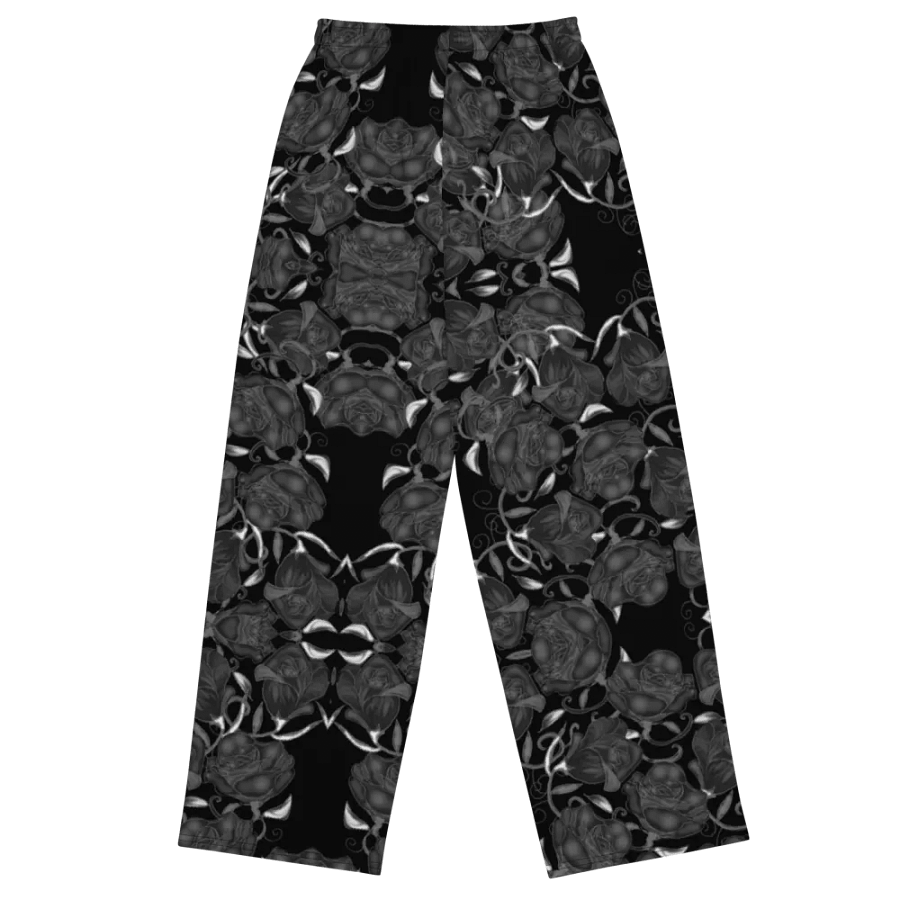 Gray Roses On Black Wideleg Pants product image (1)