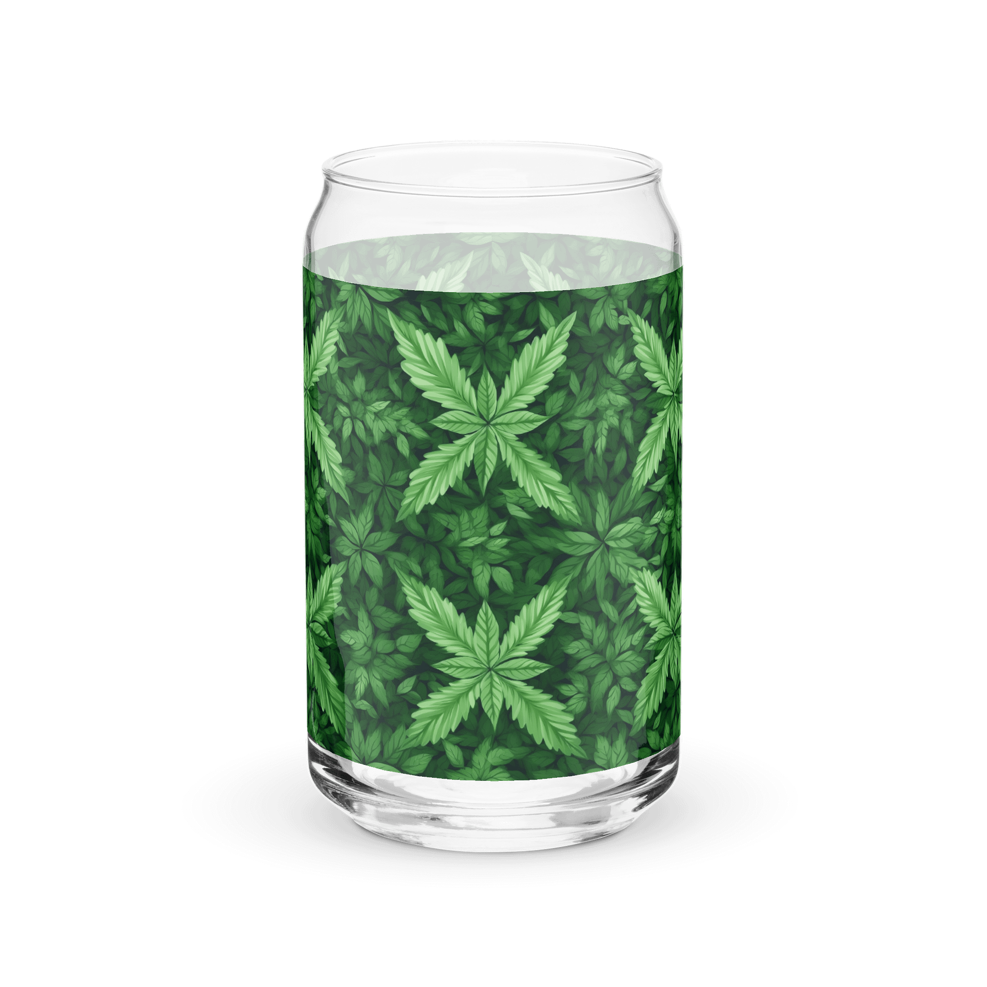 Cannabis – Bokeh Leaf Bliss - Design | Can-Shaped 16oz Glass product image (1)