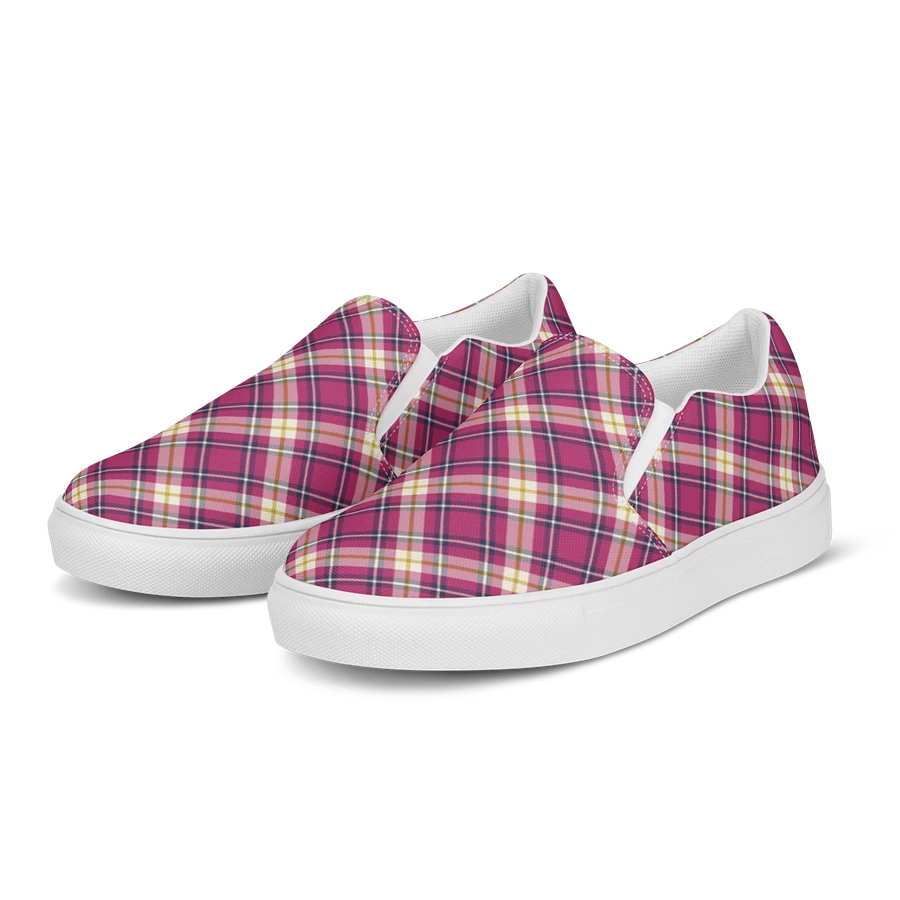 Hot Pink and Navy Blue Plaid Women's Slip-On Shoes product image (3)