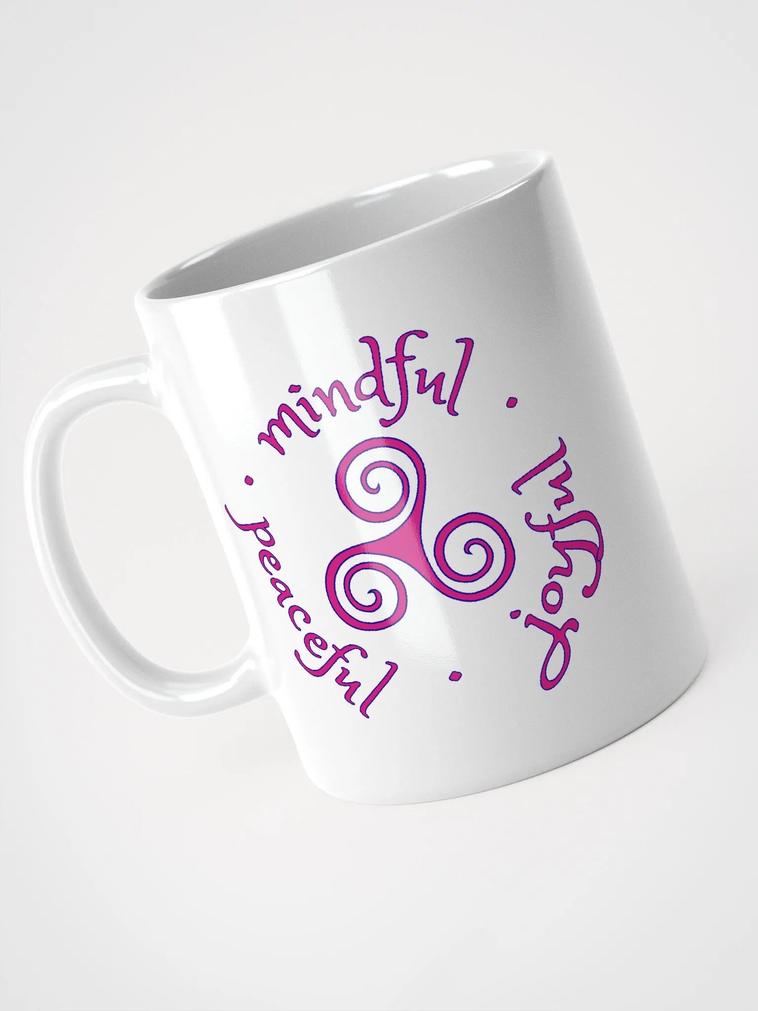 Mindful Peaceful Joyful Dark Pink and Navy Ceramic Mug product image (6)
