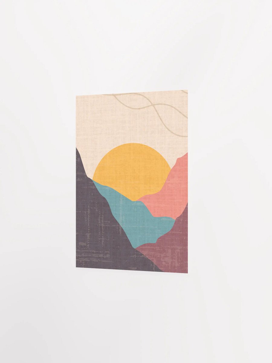 Calming Minimalist Boho Wall Art – Sunset, Hills & Flowing River Print | Modern Neutral Aesthetic Home Decor product image (23)
