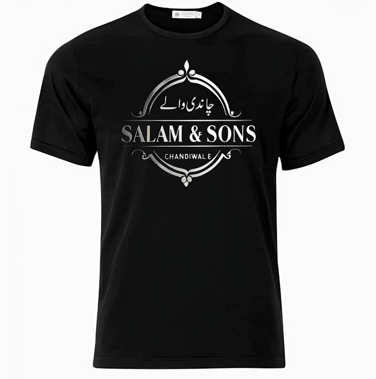 SALAM & SONS CHANDIWALE Official Printed Black T shirt product image (1)