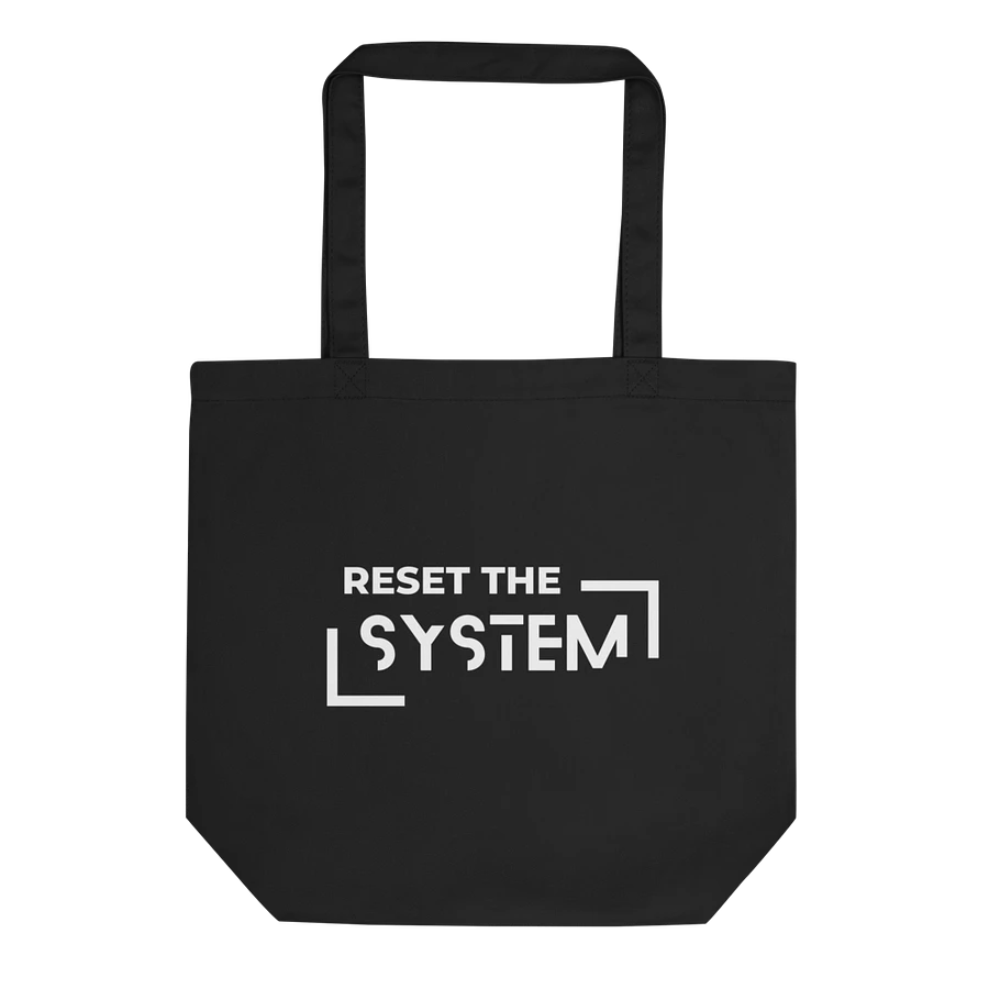 Black eco-friendly tote bag reset the system product image (2)