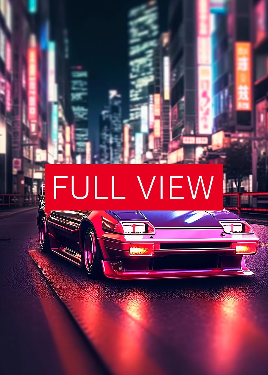 Toyota, Retrowave car on Tokyo Street, Retrowave Aesthetics [synthwave/vaporwave/cyberpunk] — aesthetic art print product image (3)