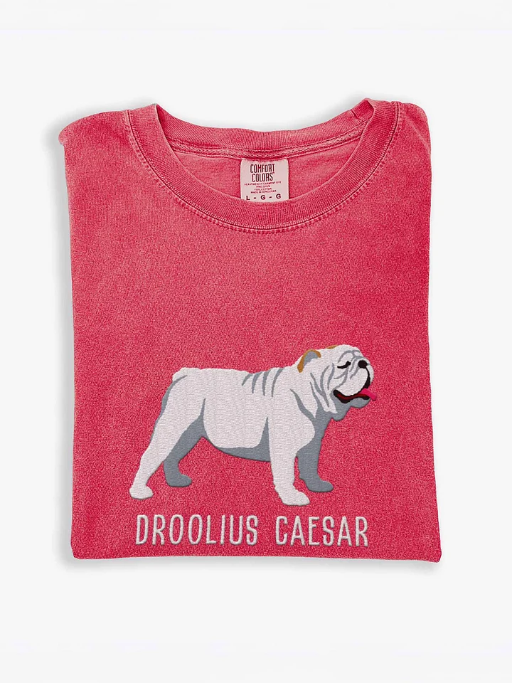 Droolius Caesar T-Shirt(Embroidered) of an English Bulldog(White) product image (1)