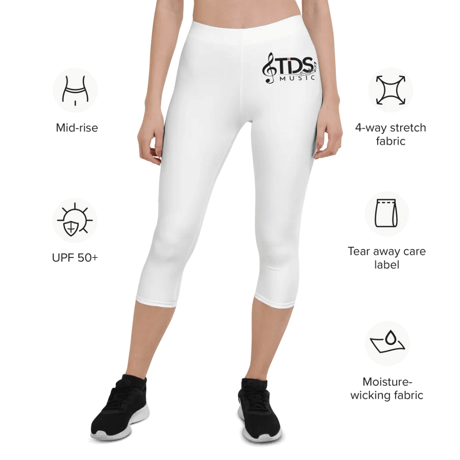 TDS Music Women's Capri Leggings - White with Musical Note Logo product image (11)