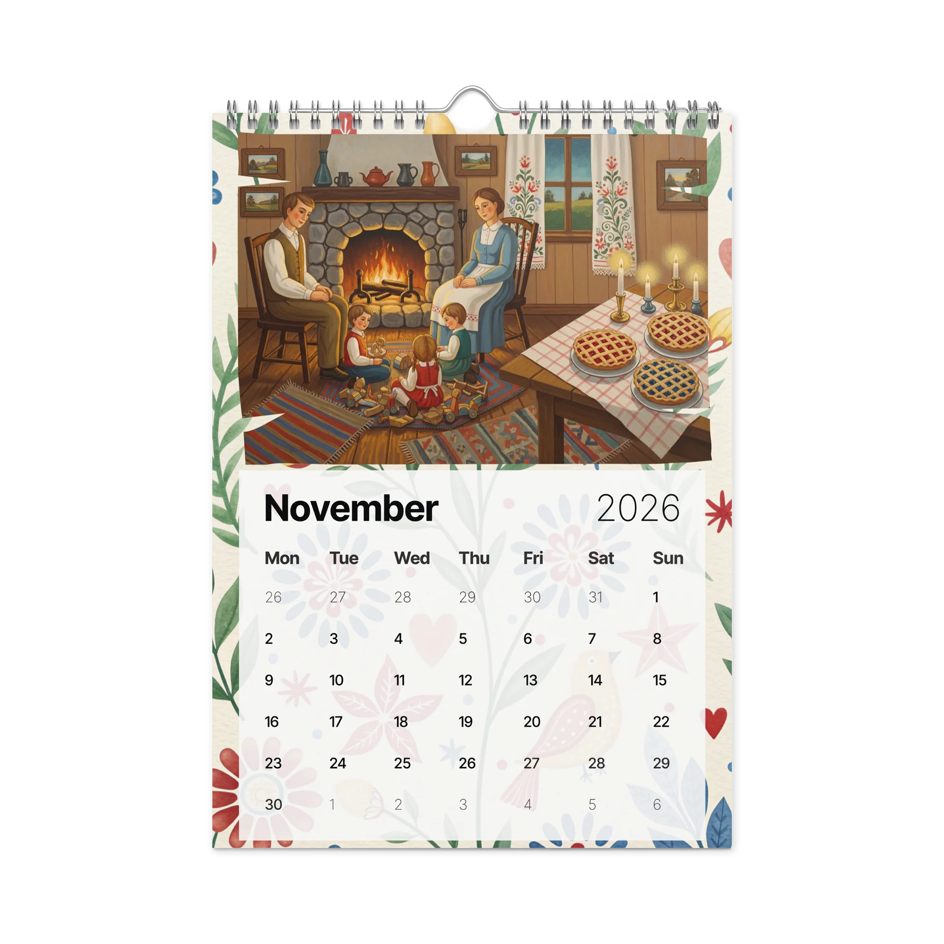 Folk Art Wall Calendar 2026 – Charming Watercolor Countryside Scenes, Seasonal Folk Illustrations & Patterned Art for Every Month product image (11)