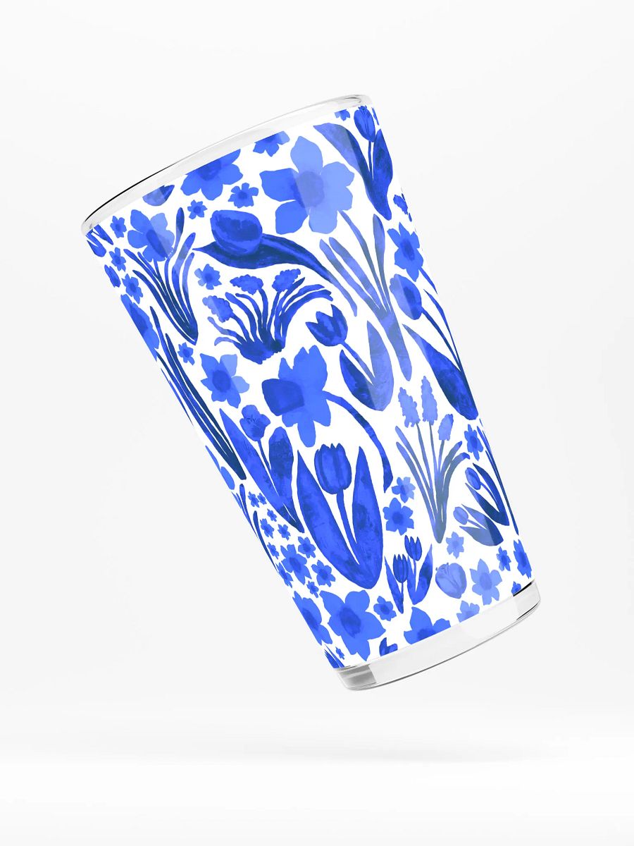 Spring Garden | Royal Blue on White | Shaker Pint Glass by Monique Faella Designs™ Sip in Full Bloom 🌼🍹💙 product image (4)