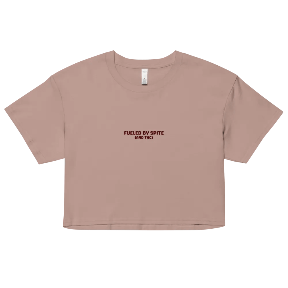 FUELED BY SPITE (maroon thread) embroidered cotton crop top product image (13)