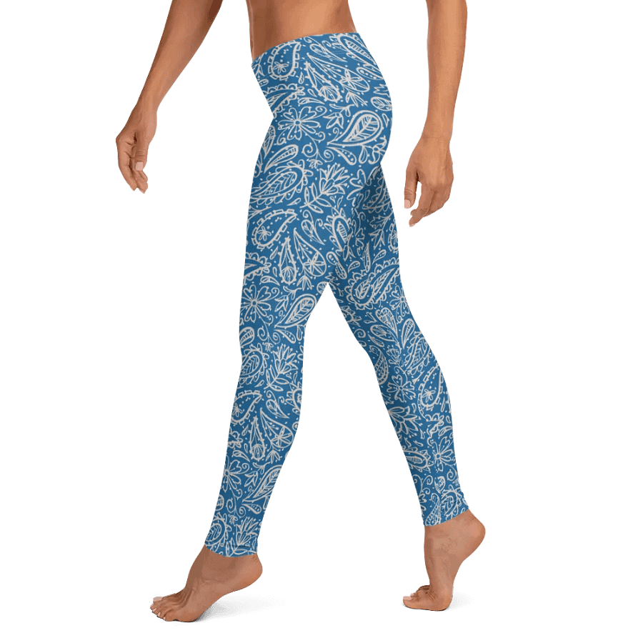 comfortable leggings in soft blue with white paisley  design for those that  like paisley pattern elements product image (7)