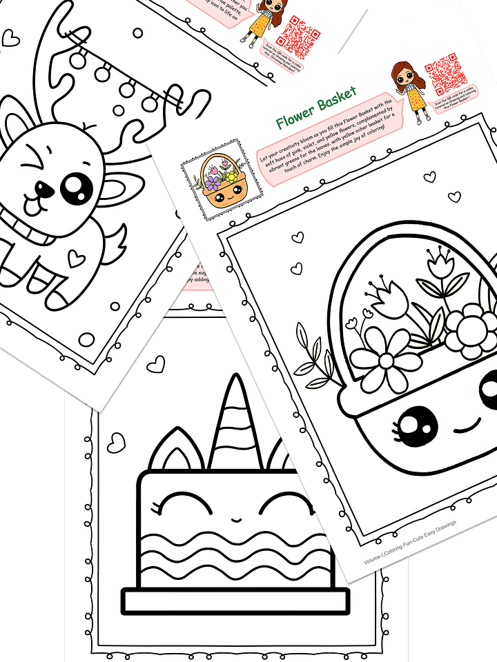 Cute Easy Drawings Coloring Book, Vol – 1 | 30-Page Digital Download product image (2)